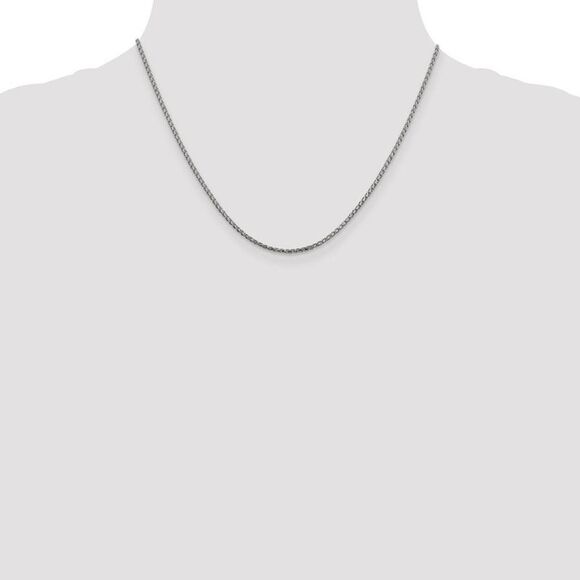 1.6mm 14k White Gold Diamond Cut Open Franco Chain Necklace, 18 Inch - Picture 2 of 8